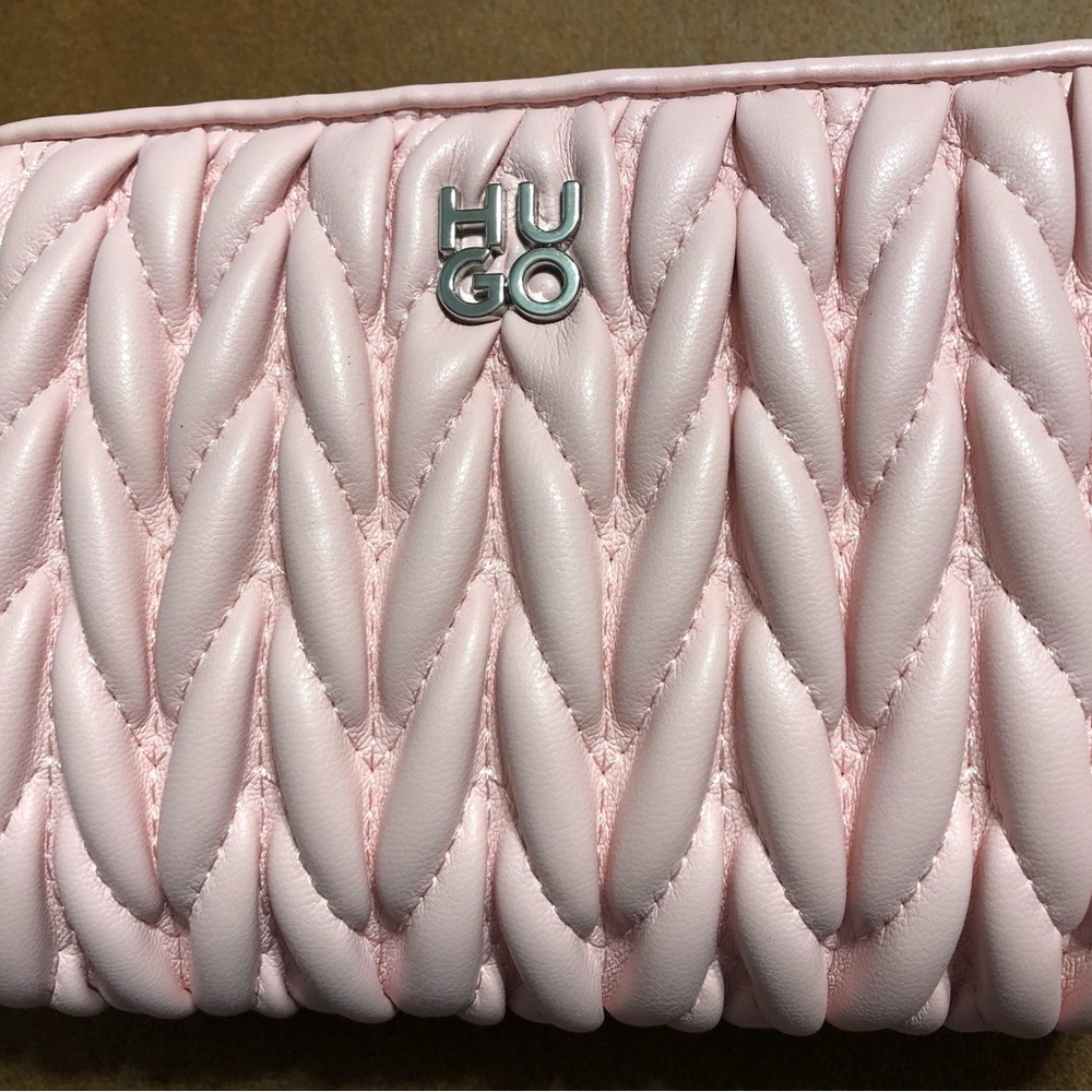 HUGO Pink Quilted Chevron Clutch
